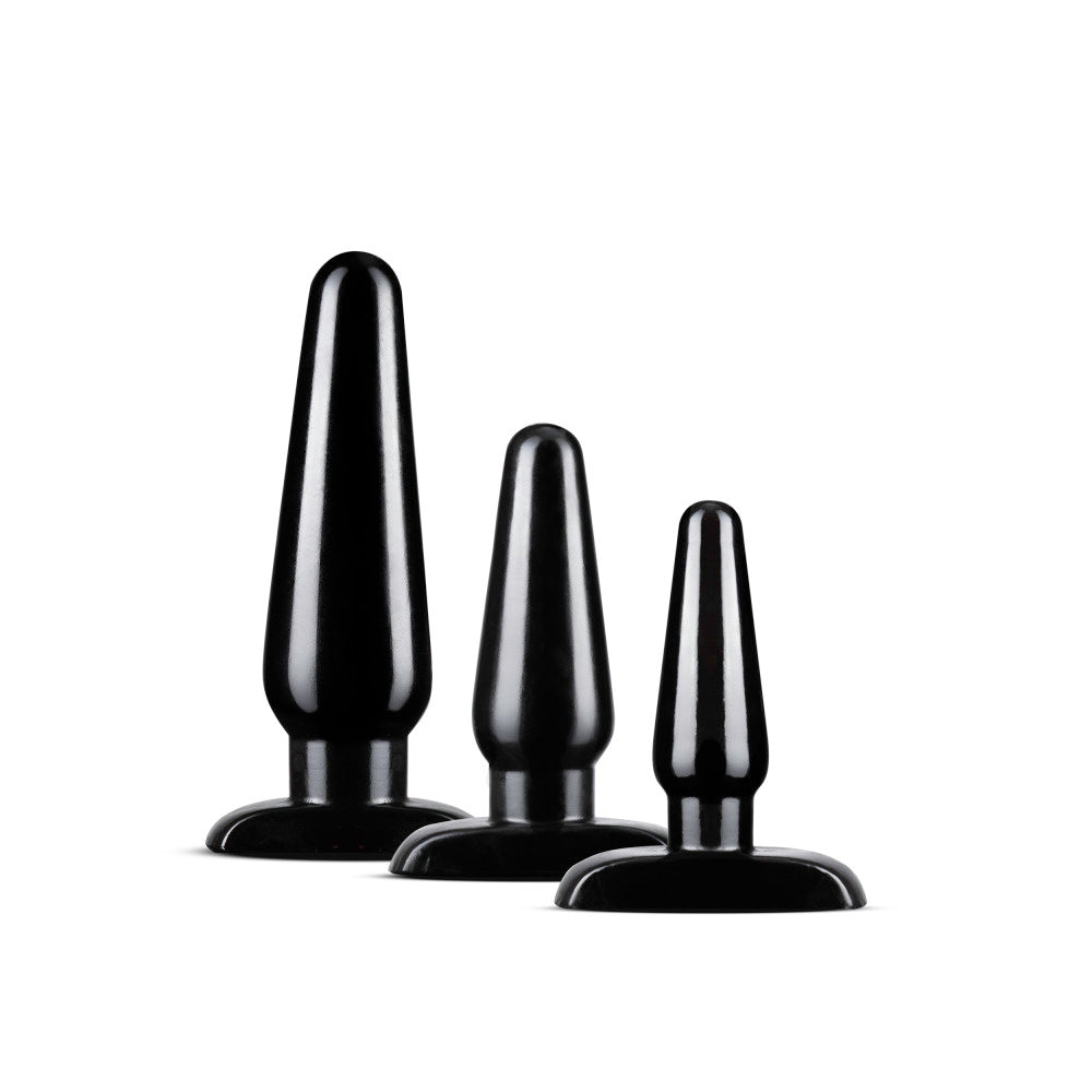 Anal Adventures 3 Pc Basic Plug Kit (Black) – Beginner 4 Inch and Medium > Anal Range > Butt Plug Kits