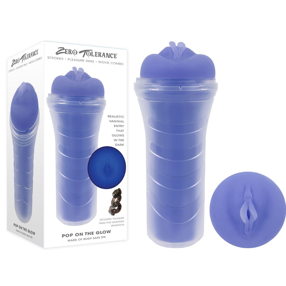 Zero Tolerance Glow in the Dark Purple Vagina Stroker Purple Strokers - Manual
