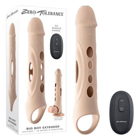 Zero Tolerance Big Boy Extender Light 8 Inch Insertable Penis Extender with Remote Control Beige STIMULATORS