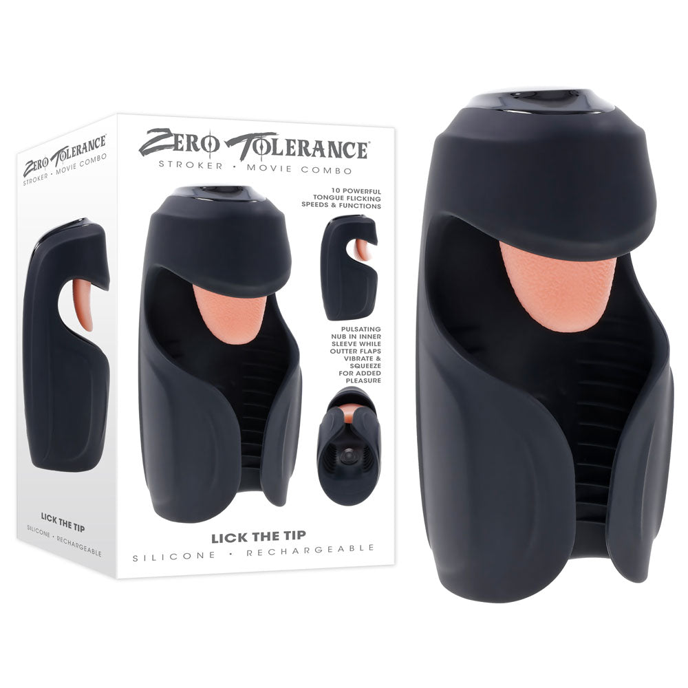 Zero Tolerance Lick The Tip Triple Function Stroker Black Strokers - Auto