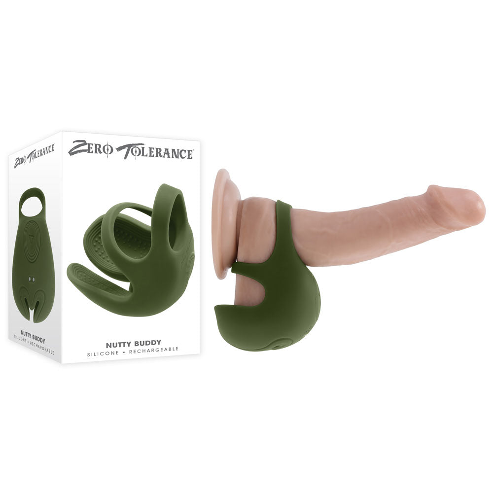 Zero Tolerance NUTTY BUDDY Olive USB Vibrating Cock & Balls Ring