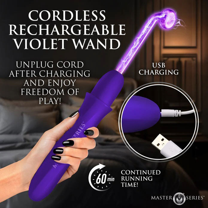 Elektrawand Rechargeable Violet Wand (Purple) – Cordless Electro Stimulation Wand with Attachments E-STIM TOYS