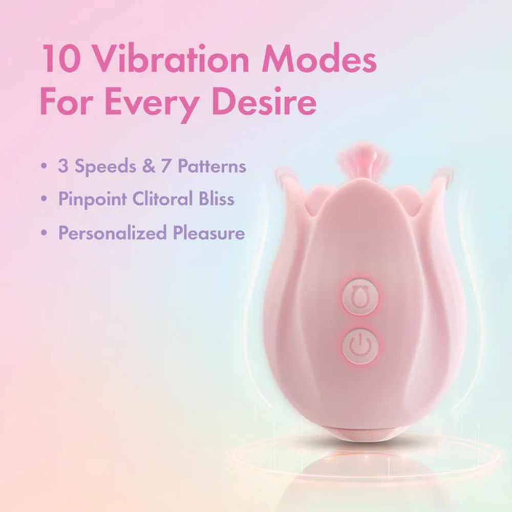 Play With Me Romantic Rose Pink Wireless Clitoral Vibrator Suction Stimulator