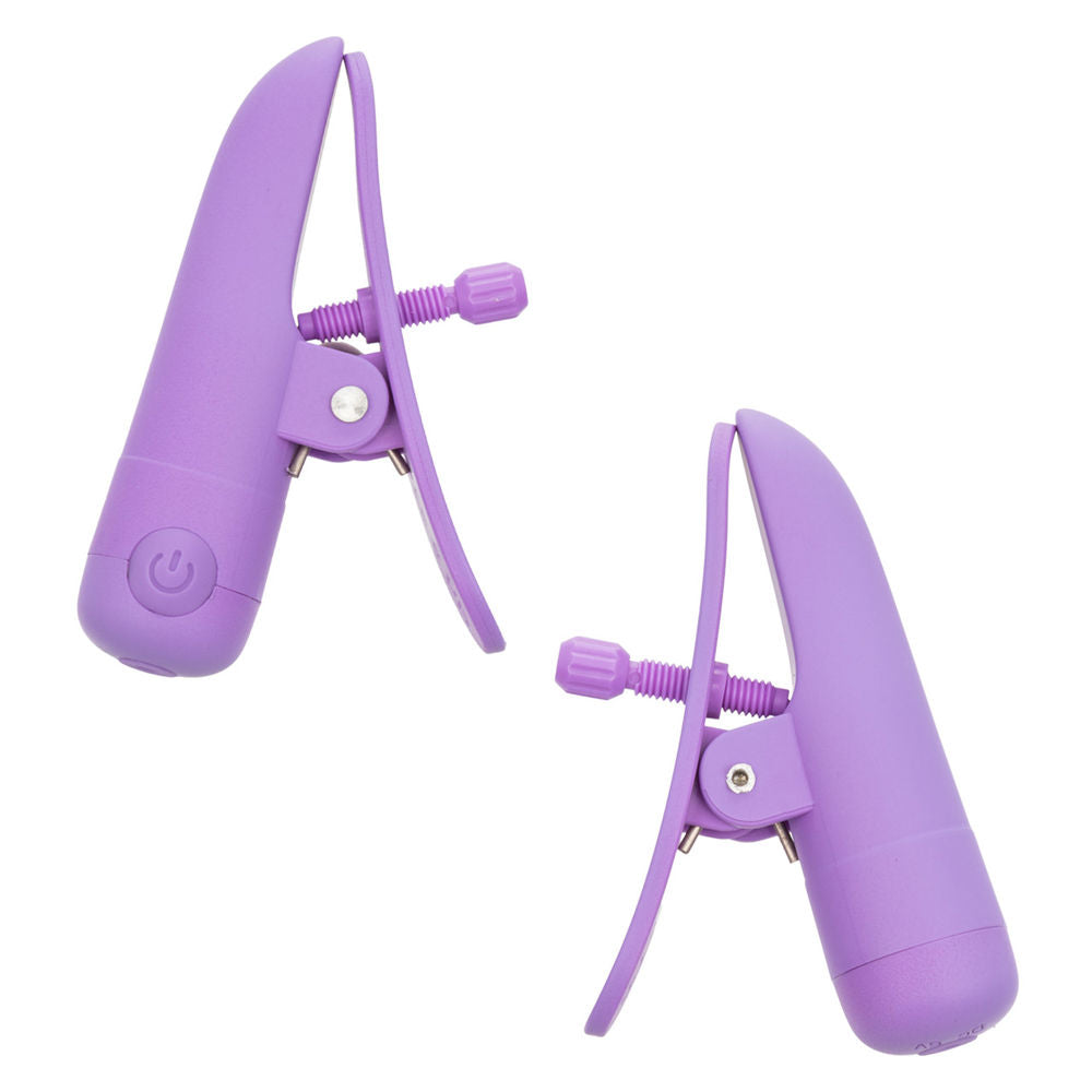 Purple Rechargeable Nipple Clamps with Adjustable Vibrations Purple Nipple Clips
