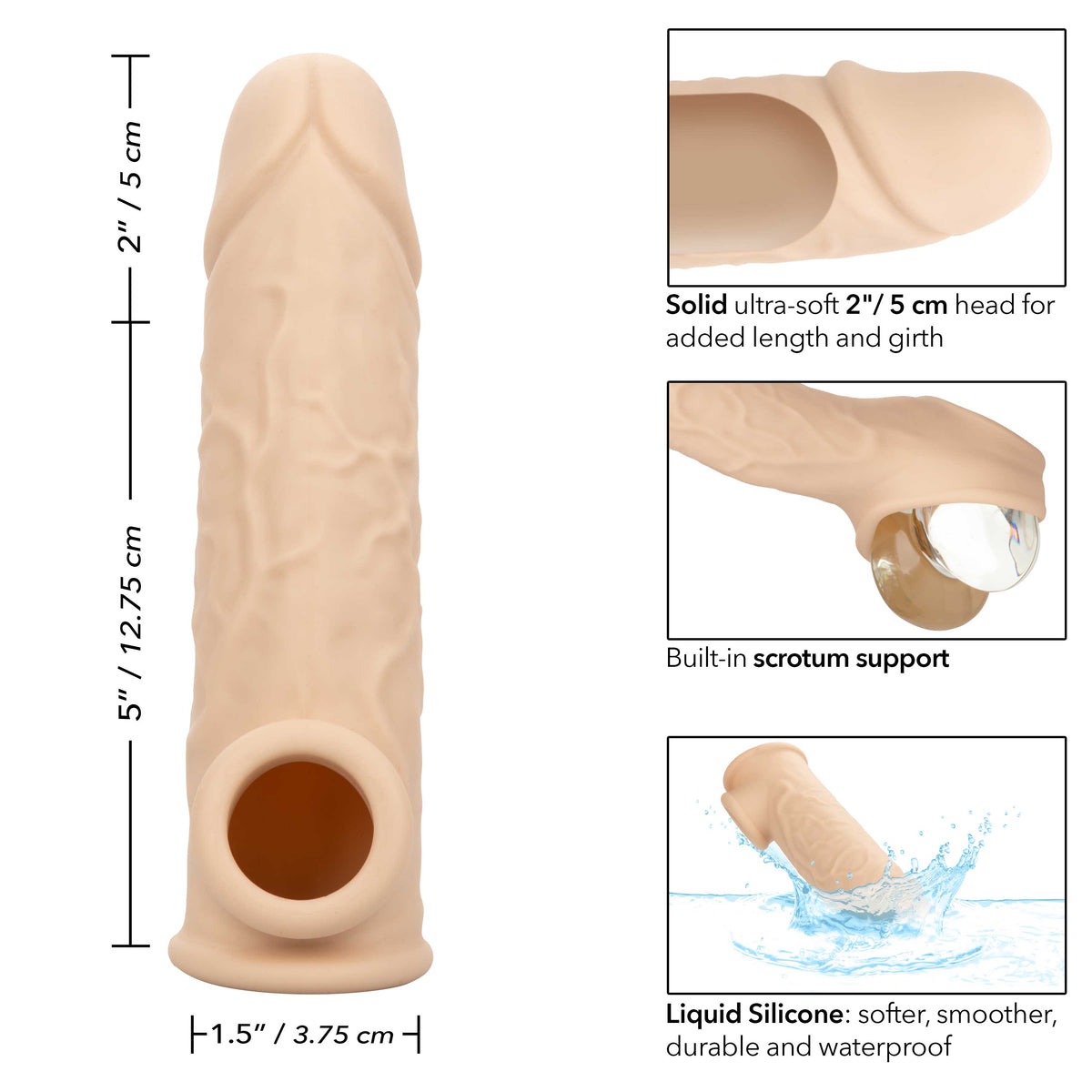 Performance Maxx Life-Like Extension 7 Inch Ivory with Built-In Scrotum Strap > Sex Toys For Men > Penis Sleeves