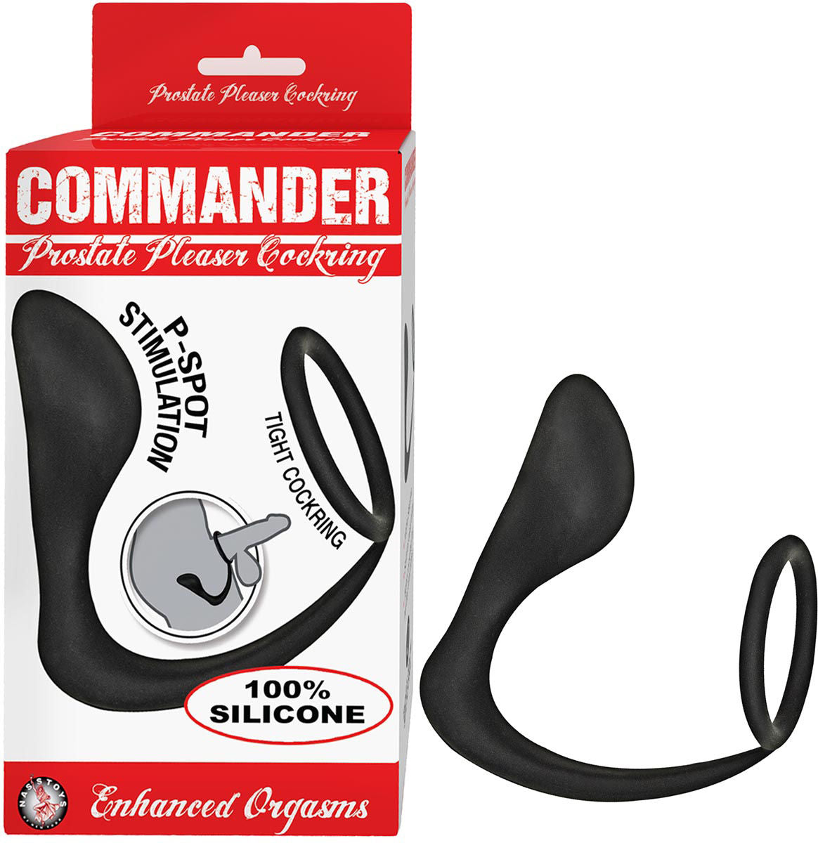 Commander Prostate Pleaser Cockring - Black Black Prostate Tools