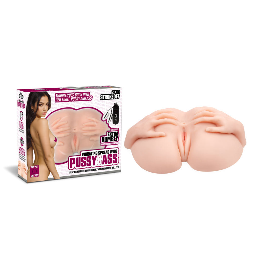 Zolo Stroke Off Vibrating Spread Wide Pussy & Ass Masturbator Flesh Strokers - Manual