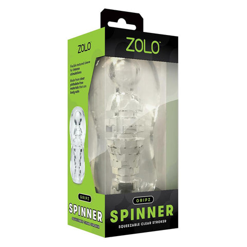 Zolo Gripz Spinner - Squeezable Clear Stroker > Sex Toys For Men > Masturbators Manual