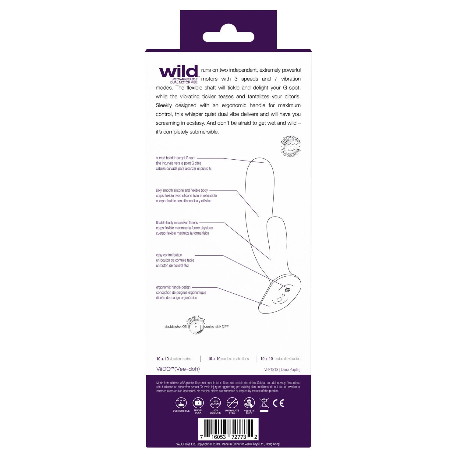 Wild Rechargeable Dual Motor Vibe - Purple VIBRATORS-RABBIT