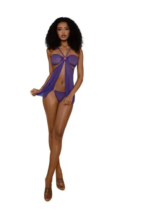 Babydoll Set with Panty – Lingerie Purple One Size > Clothes > Babydolls