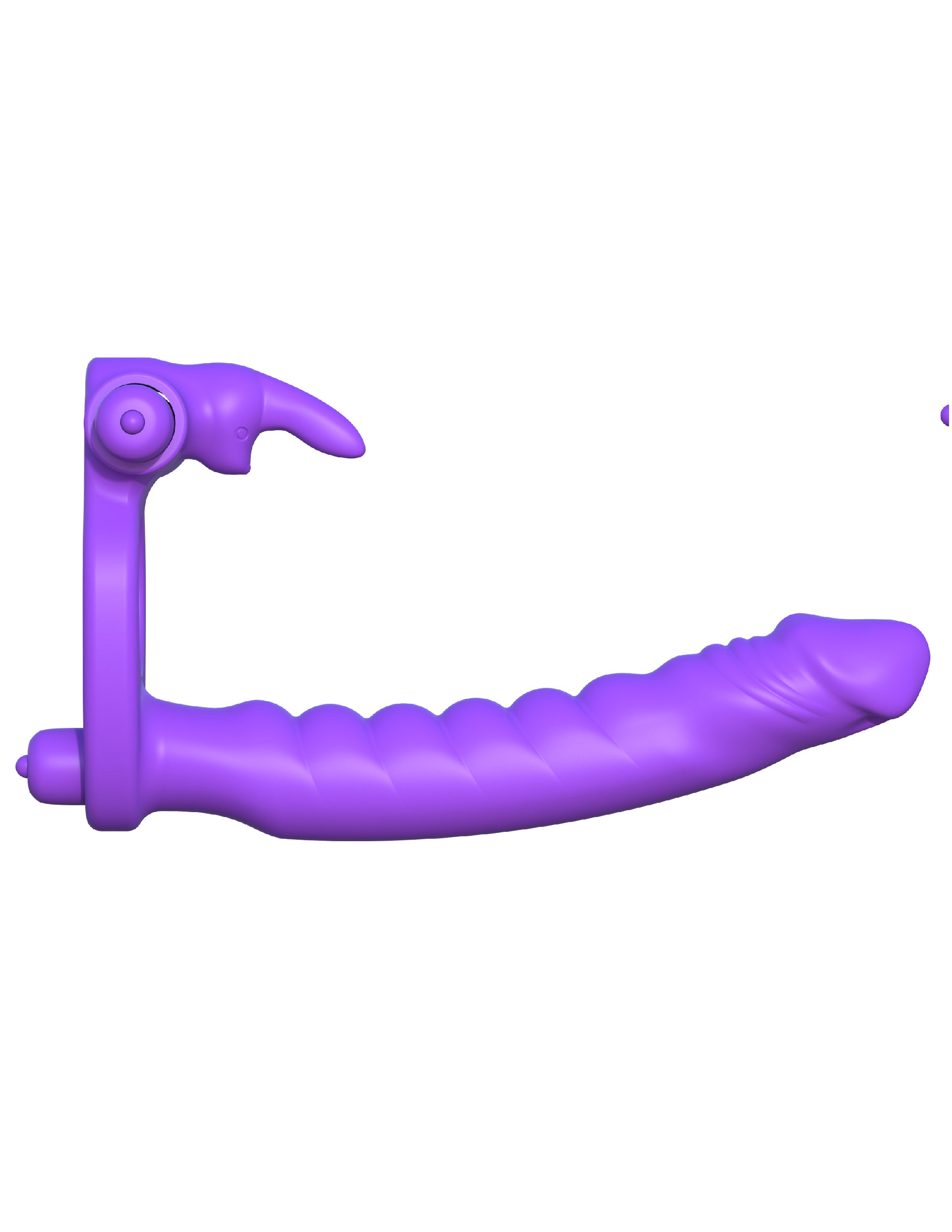 Fantasy Silicone Double Penetrator Rabbit Cockring in Purple COCK RINGS