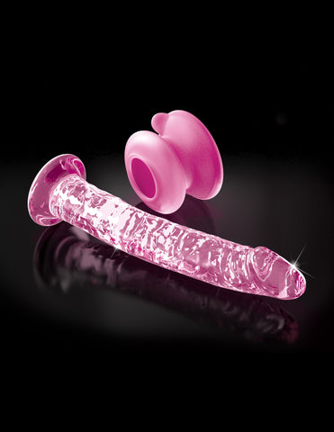 Icicles 17cm Glass Dong with Suction Base Pink DONGS Glass