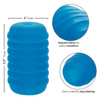 Pop Sock Ribbed Blue Versatile Reversible Stroker 3.5 Inch by 2 Inch Soft Stretchy TPE Blue > Sex Toys For Men > Masturbators Cup