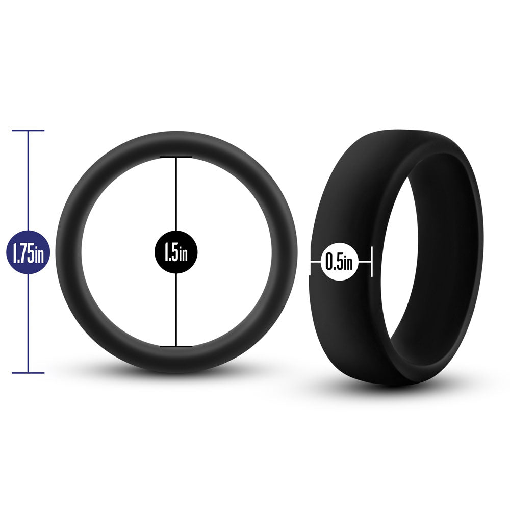 Performance Silicone Go Pro Cock Ring Black 1.5in Comfort COCK RINGS