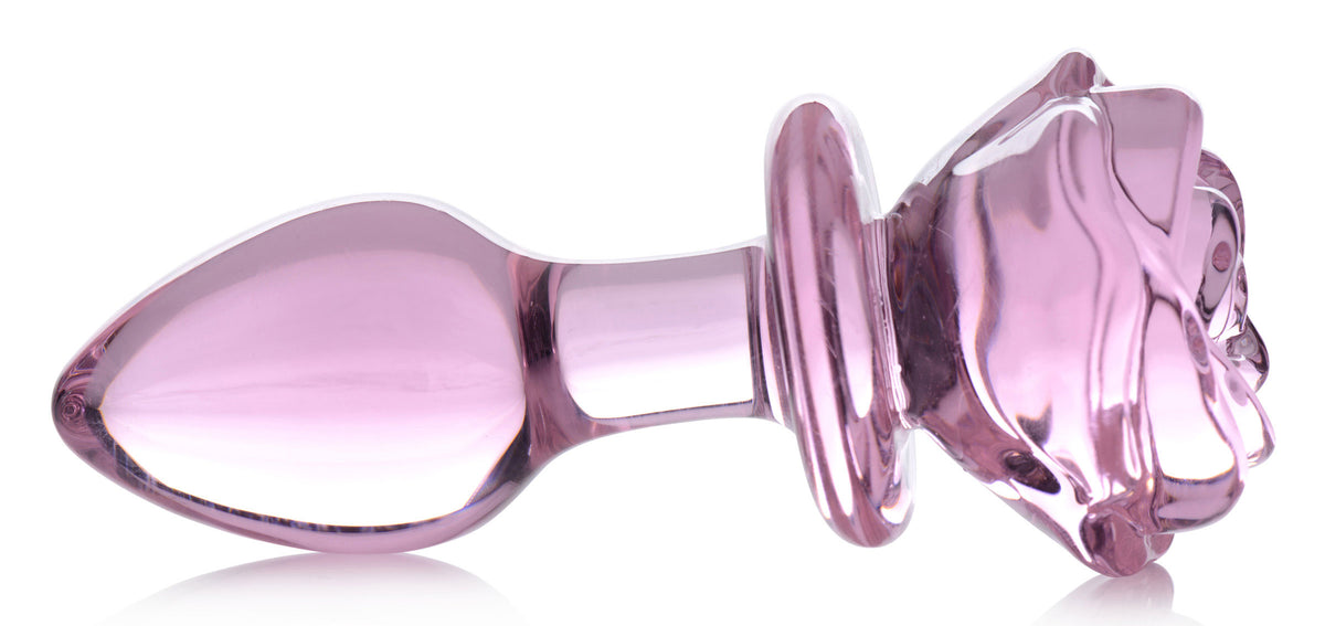 Pink Rose Medium Glass Anal Plug > Glass > Toys
