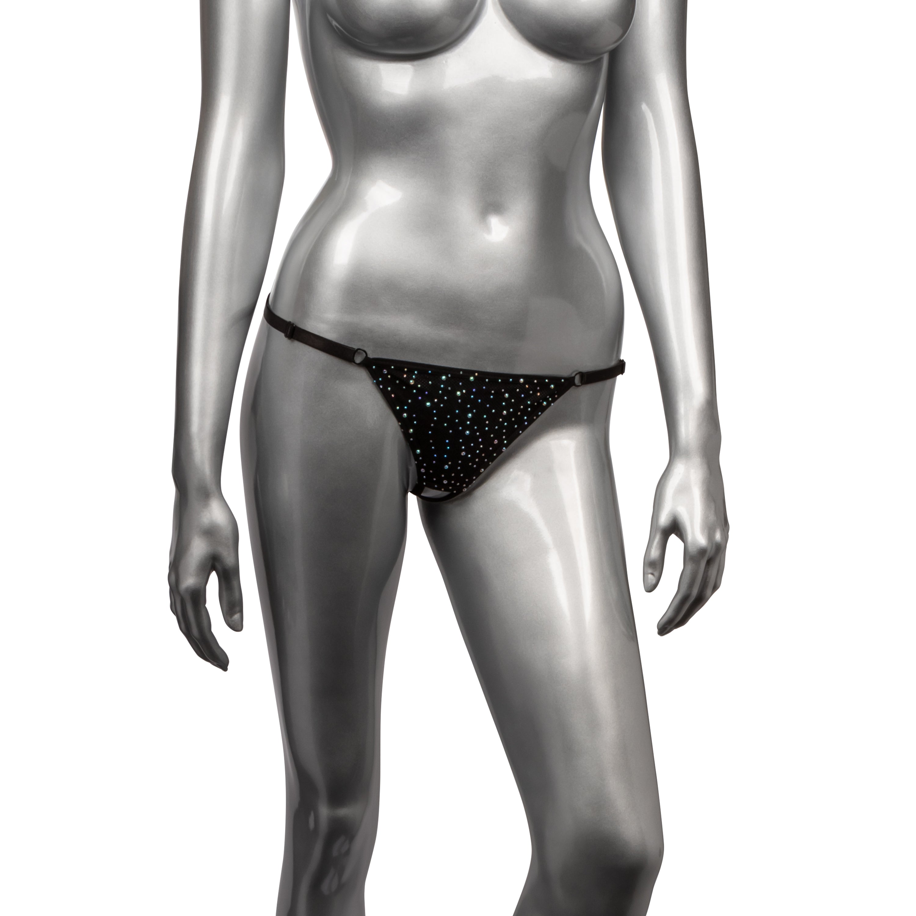 Radiance Plus Size Black Crotchless Thong with Rhinestone Accents Fits Up to 3X > Clothes > Plus Size Lingerie