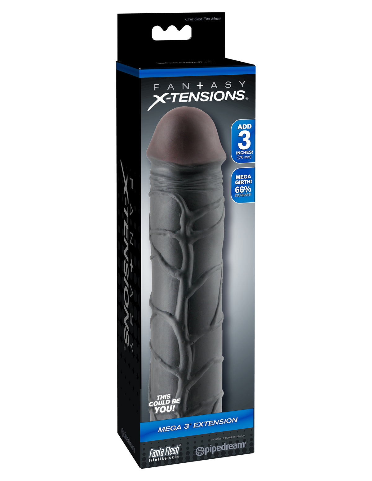 Fantasy X-Tension Mega 3-Inch Penis Extension Sleeve Black > Sex Toys For Men > Penis Sleeves