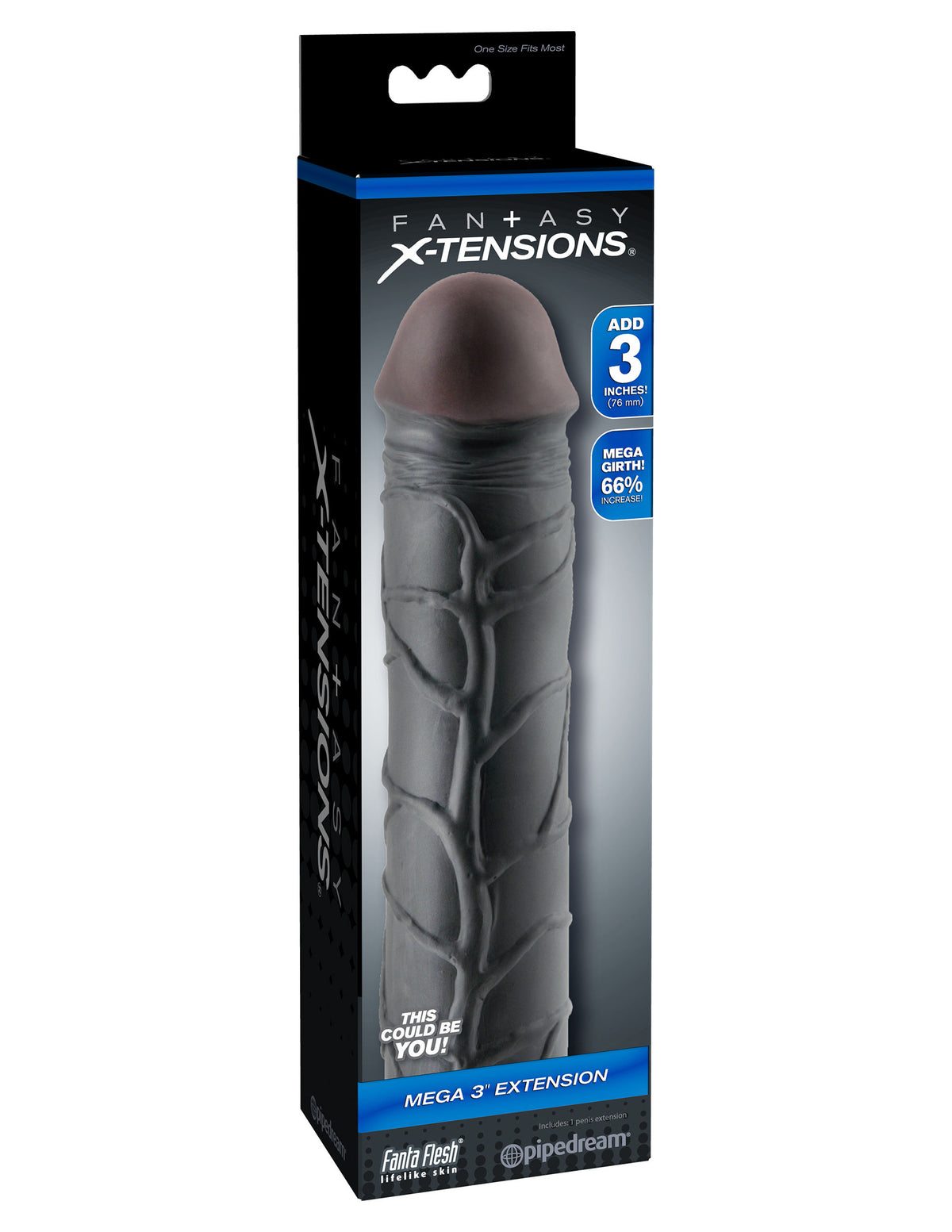 Fantasy X-Tension Mega 3-Inch Penis Extension Sleeve Black Black SLEEVES