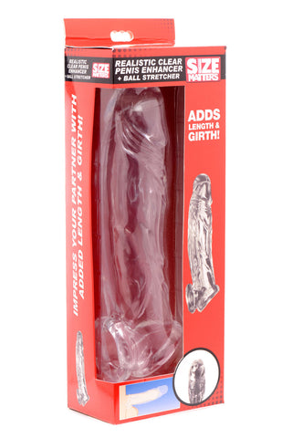 Realistic Clear Penis Enhancer and Ball Stretcher 8 Inch SLEEVES