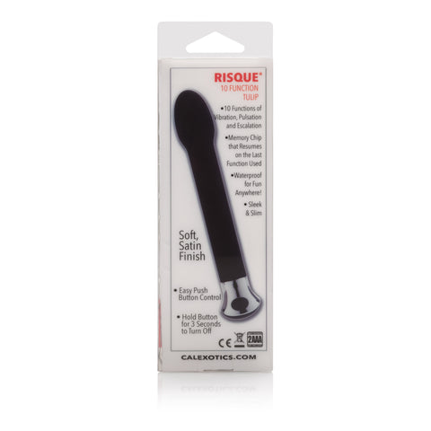 10-Function Risque Tulip Vibrator in Sleek Black Design STIMULATORS