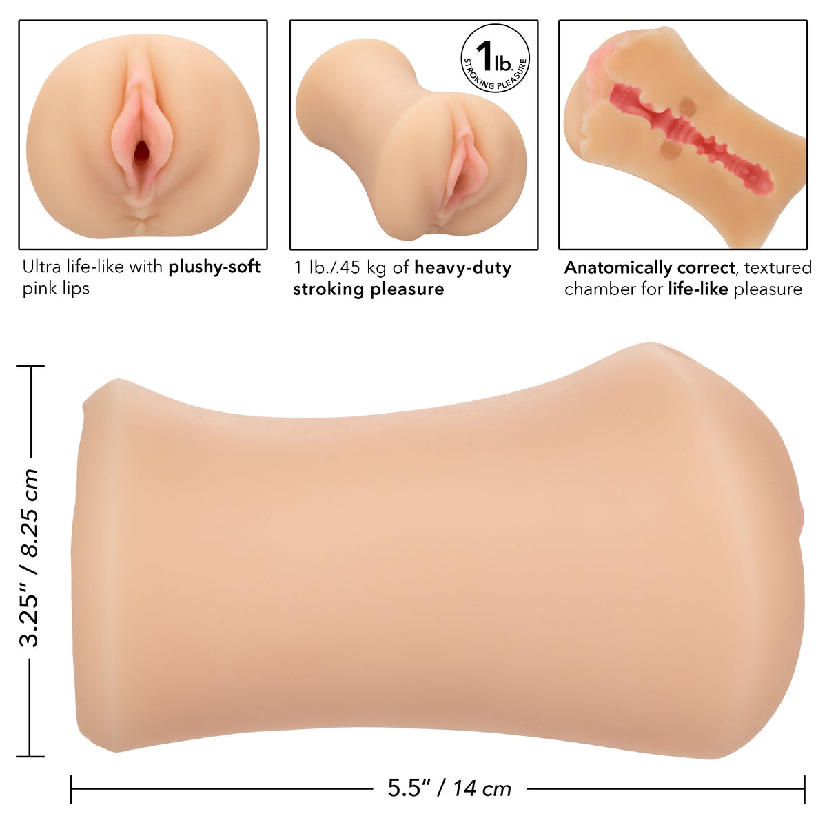 Stroke It Tight Pussy Stroking Sleeve Ivory 1 lb Anatomically Correct PureSkin Material > Sex Toys For Men > Masturbators > Manual