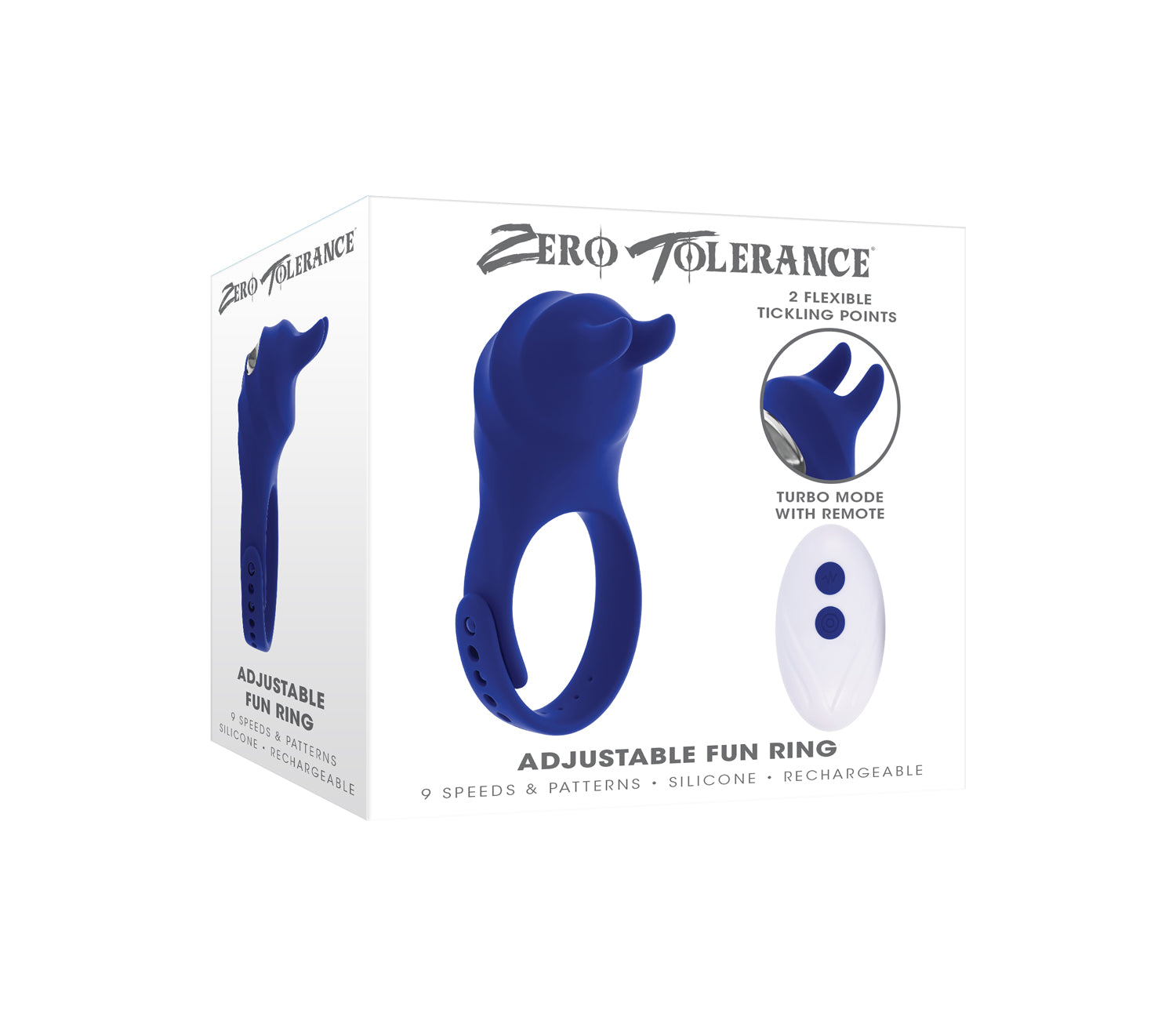 Zero Tolerance ADJUSTABLE FUN RING Blue Cock Rings Vibrating
