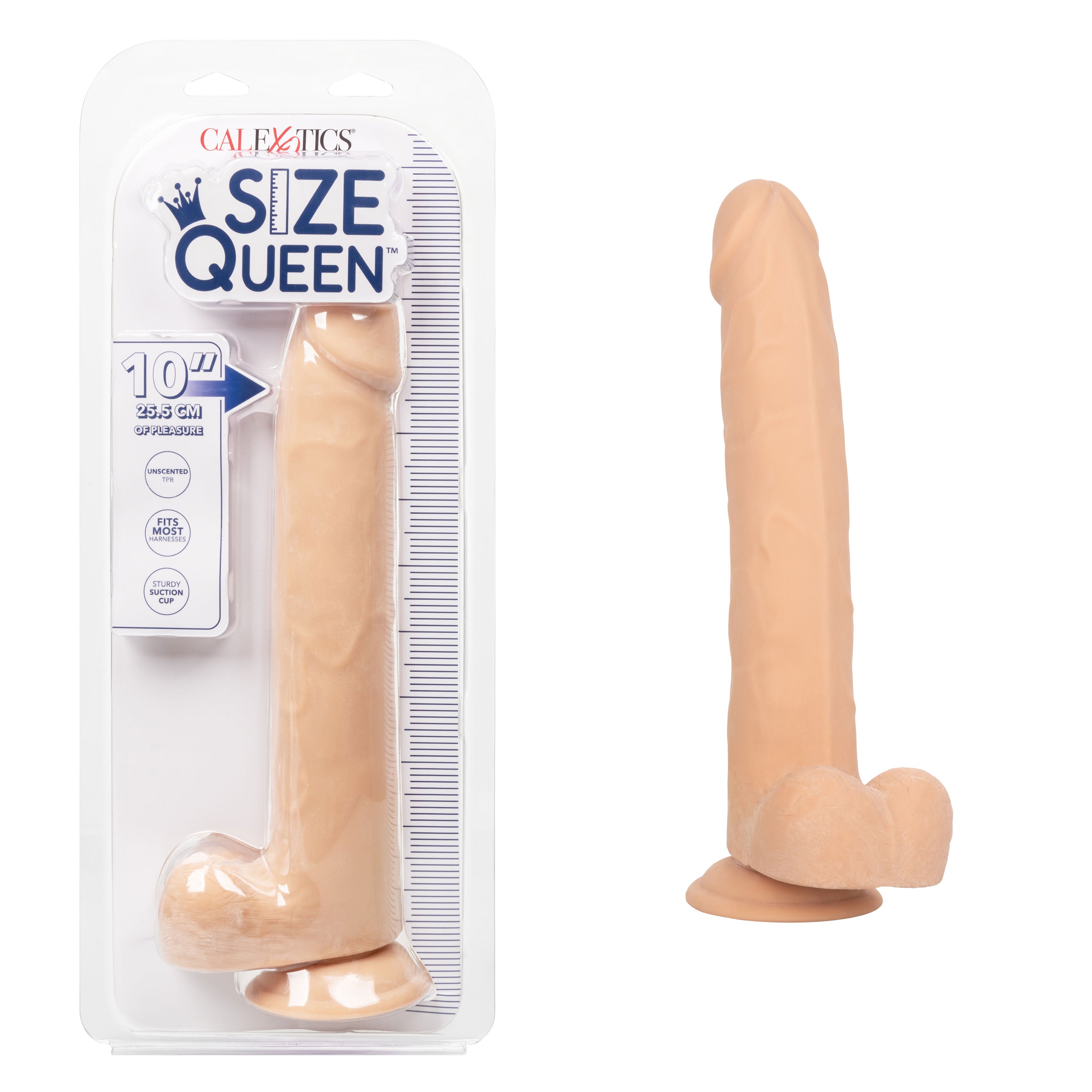 Size Queen 10 Inch Realistic Dildo in Ivory > Dildos > Large Dildos