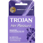Trojan Her Pleasure Sensations Lubricated Condoms - 3 Pack > Essentials > Condoms