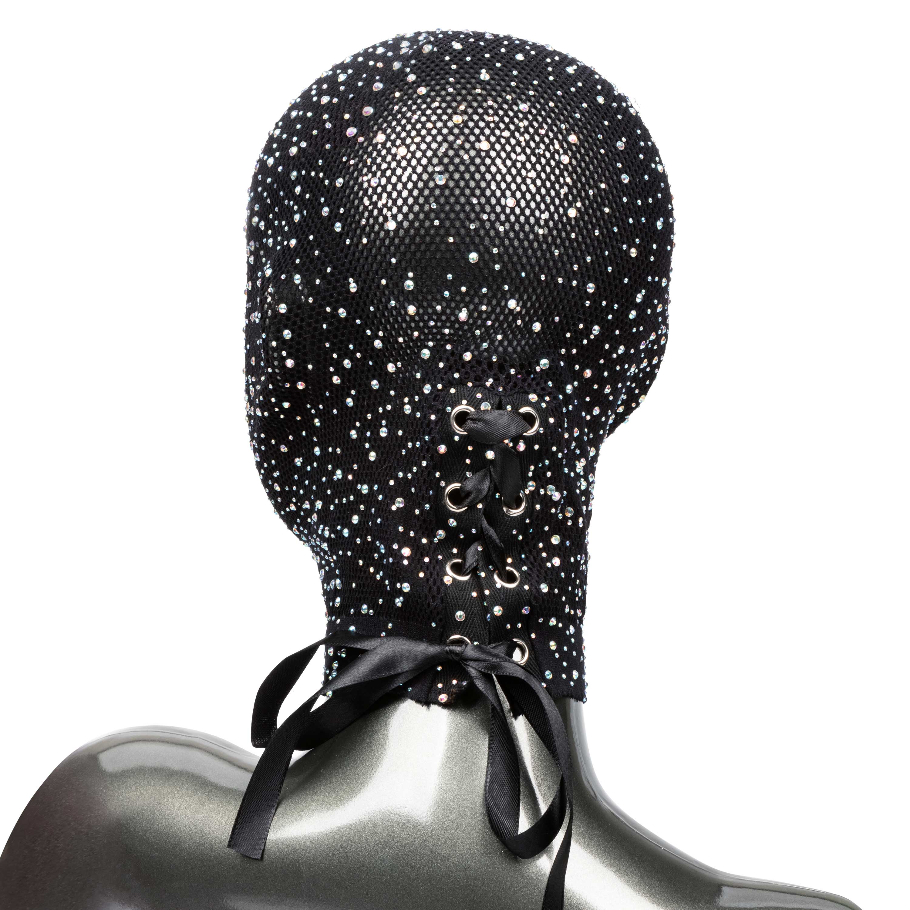 Radiance Full Hood Cover Black Mesh with Shimmering Accents One Size > Bondage Gear > Bondage Hoods