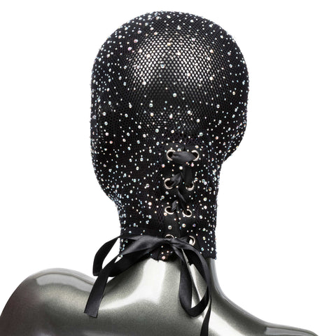 Radiance Full Hood Cover Black Mesh with Shimmering Accents One Size > Bondage Gear > Bondage Hoods