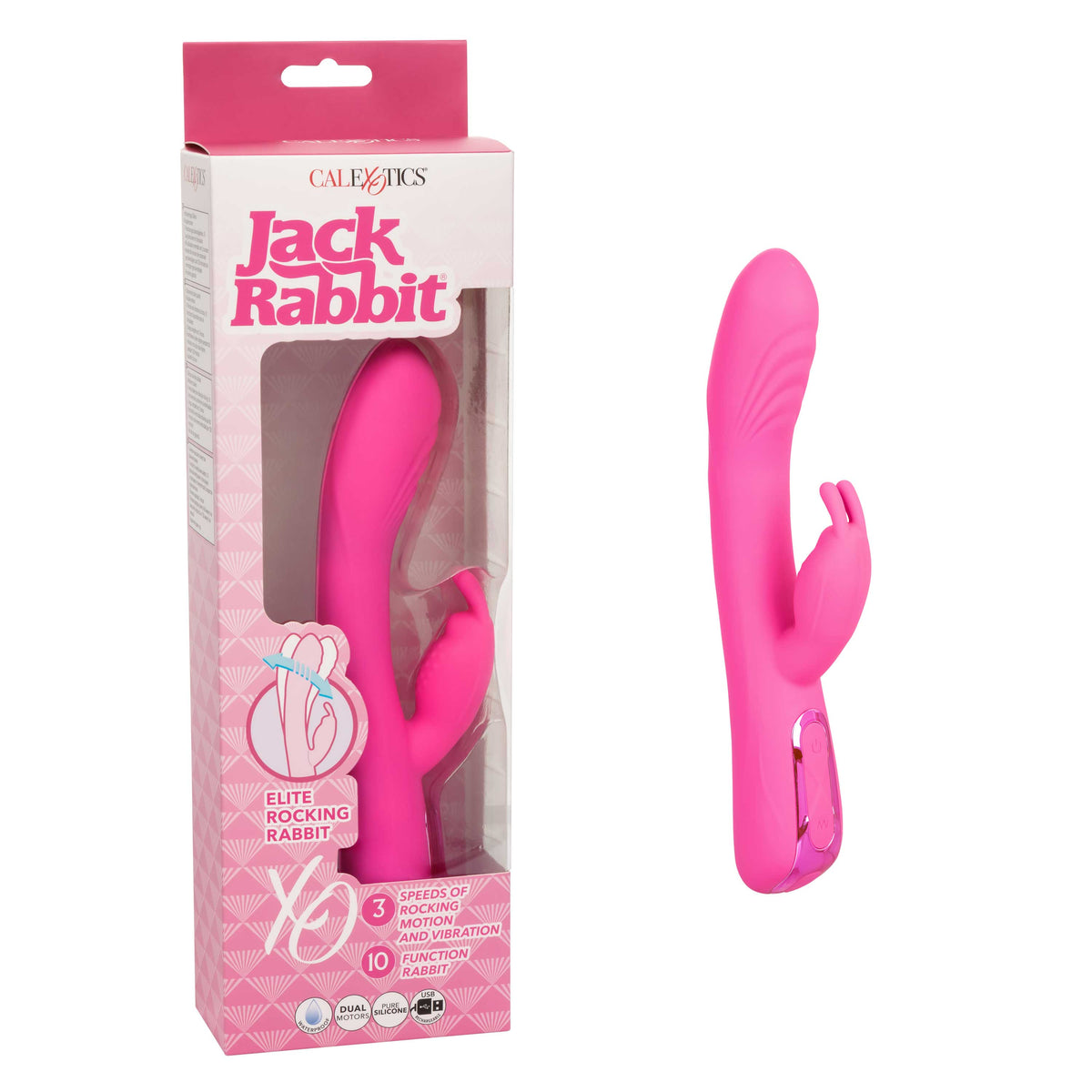 Jack Rabbit Elite Rocking Rabbit Pink 7.5 Inch Silicone Vibrator Pink > Vibrators > Ladies > Rabbit