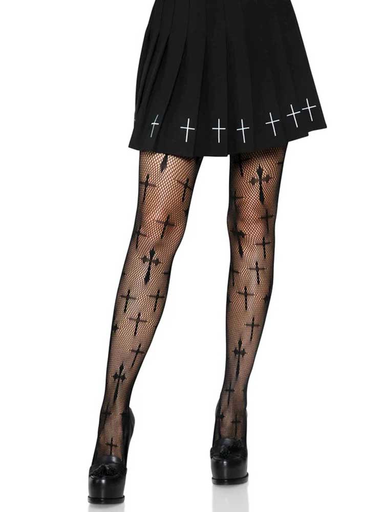 Worship Me Plus Size Cross Pattern Fishnet Tights Black > Clothes > Hosiery > Pantyhose & Tights