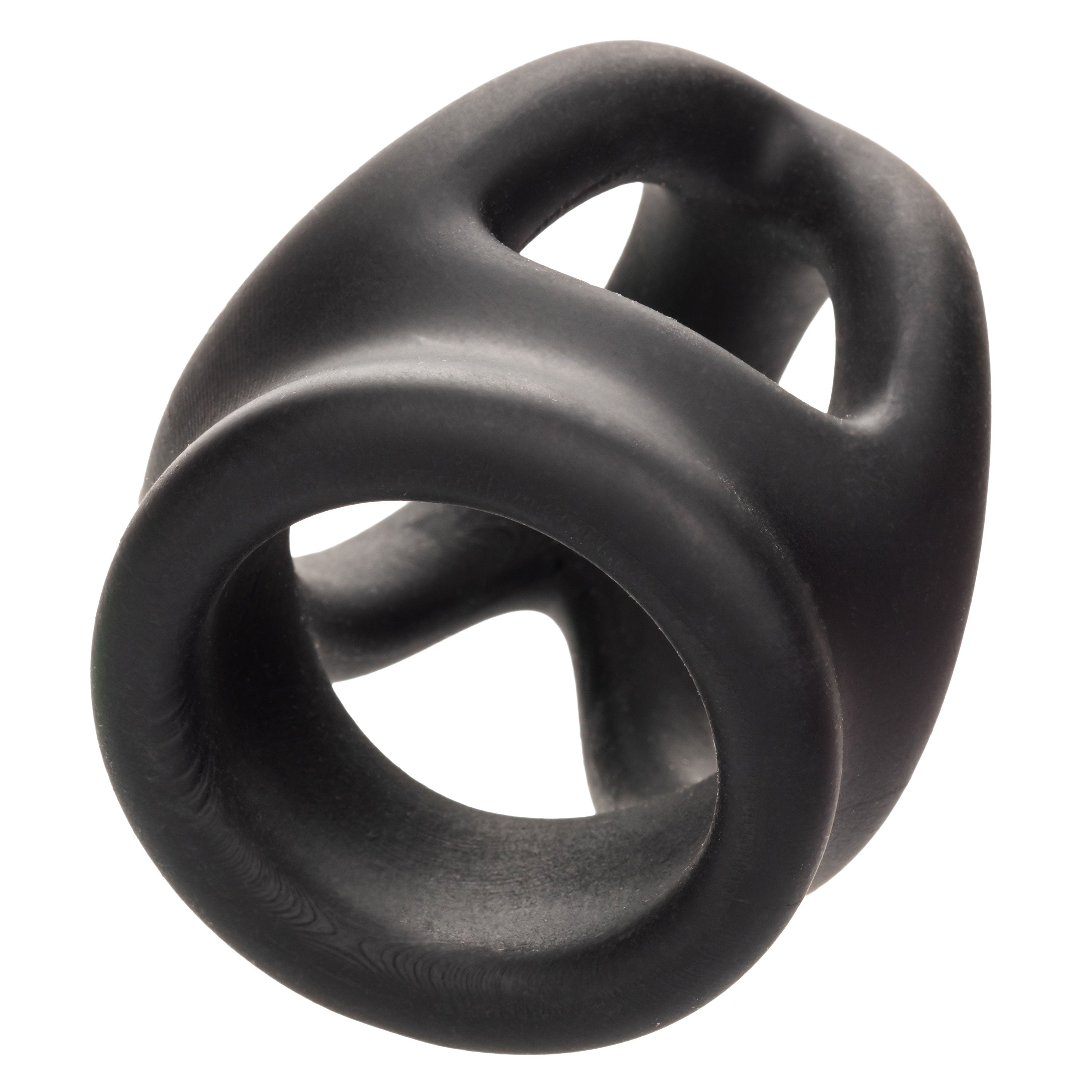 Alpha Liquid Silicone Dual Cage and Ring Black Stretchy Enhancer Cock Ring