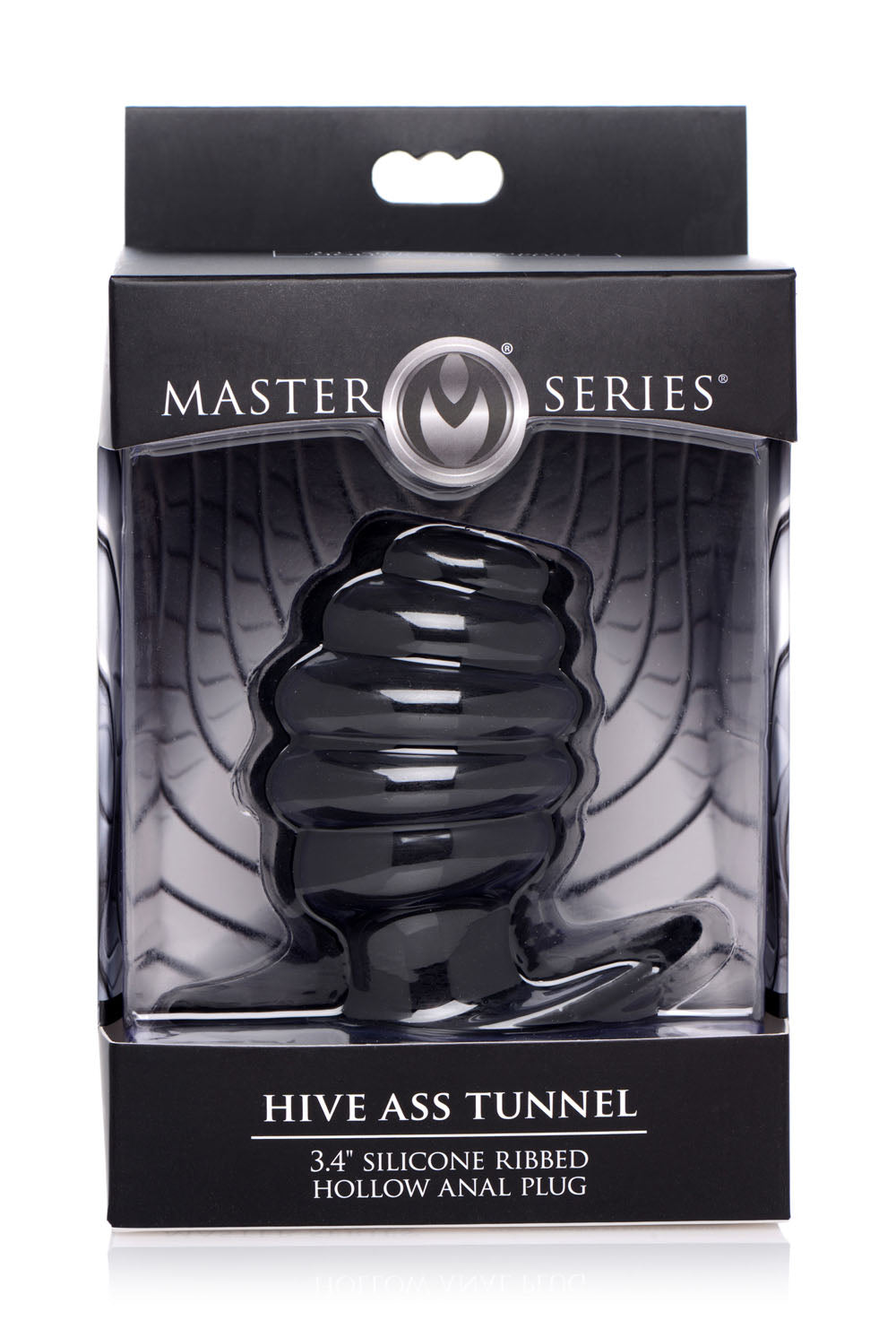 Hive Medium Silicone Ribbed Hollow Anal Plug for Pleasure Black Butt Plugs - Hollow