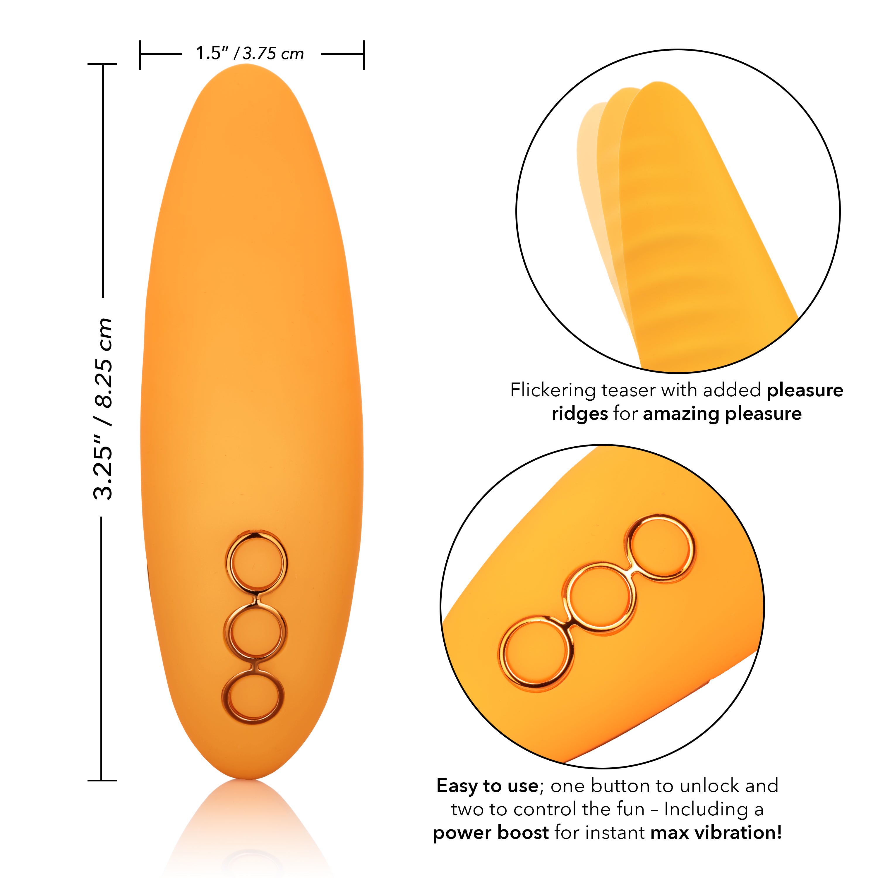California Dreaming Hollywood Hottie Orange Mini Massager with 10 Vibration Functions and USB Rechargeable Vibrators