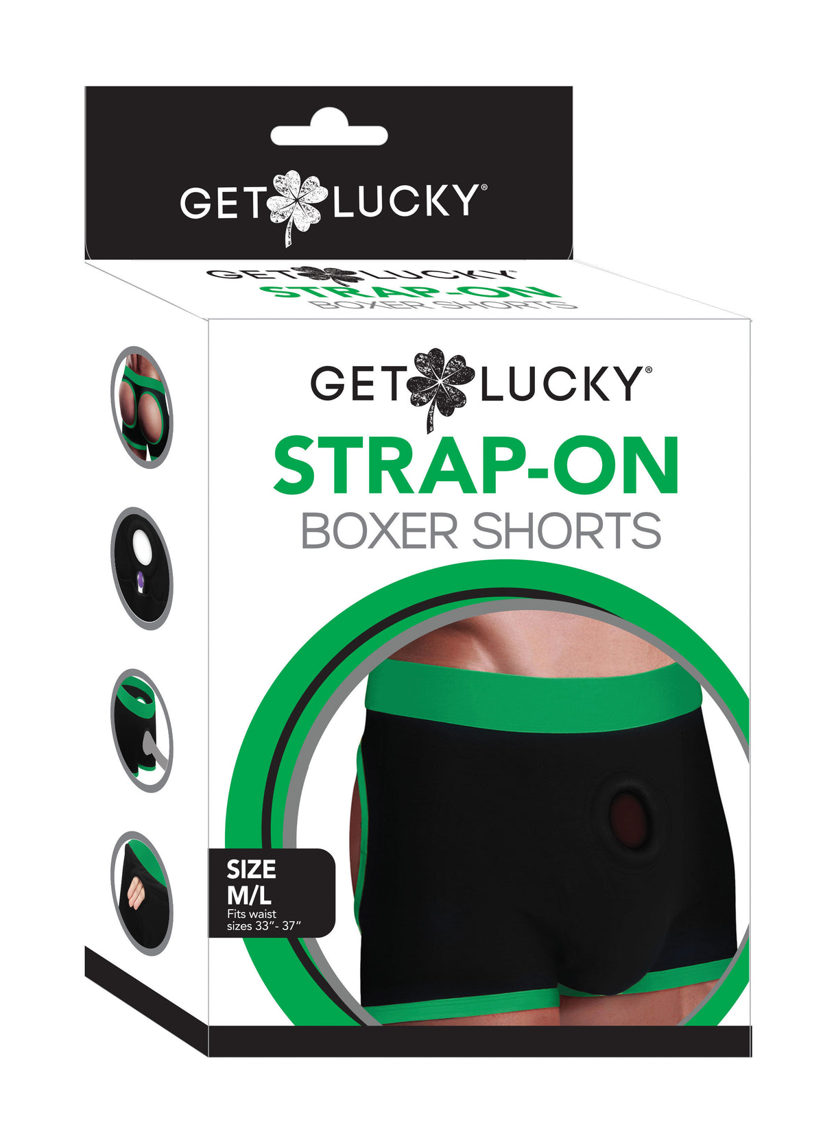 M/L Strap-On Boxer Shorts (Black/Green) – Comfortable Strap-On Harness Underwear > Dildos > Strap On Harnesses