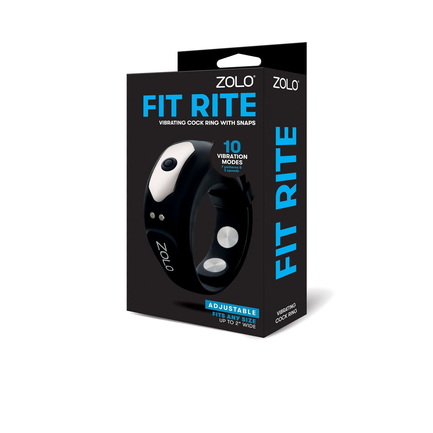 Zolo Fit Rite Adjustable Vibrating Cock Ring with Snaps Black > Cock Ring > Vibrating