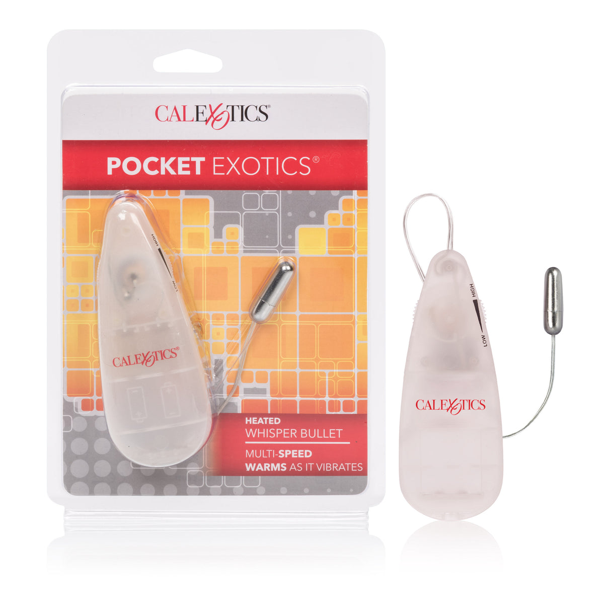 Pocket Exotics Heated Whisper Bullet Vibrator Clear Body Safe White BULLETS