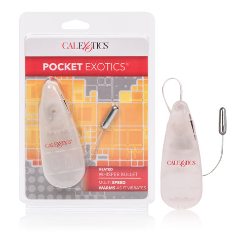 Pocket Exotics Heated Whisper Bullet Vibrator Clear Body Safe White BULLETS