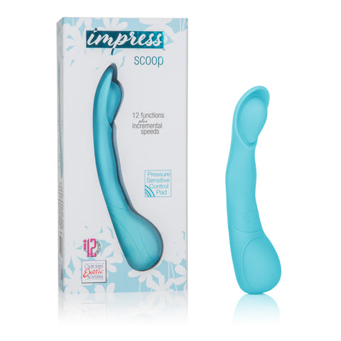 Impress Scoop Blue Silicone Wand Massager with 12 Functions Vibrators