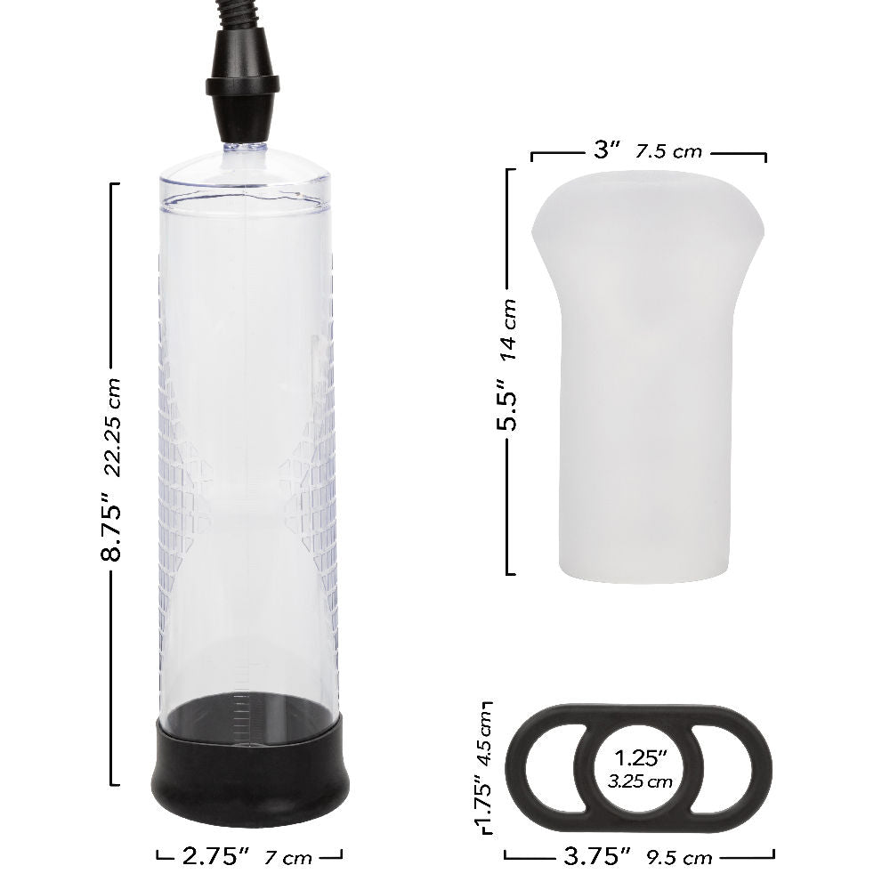 Peak Edging Intimate Kit with Pump Ring and Stroker Black Clear 8.75" x 2.75" Black > Pumps > Penis Pumps