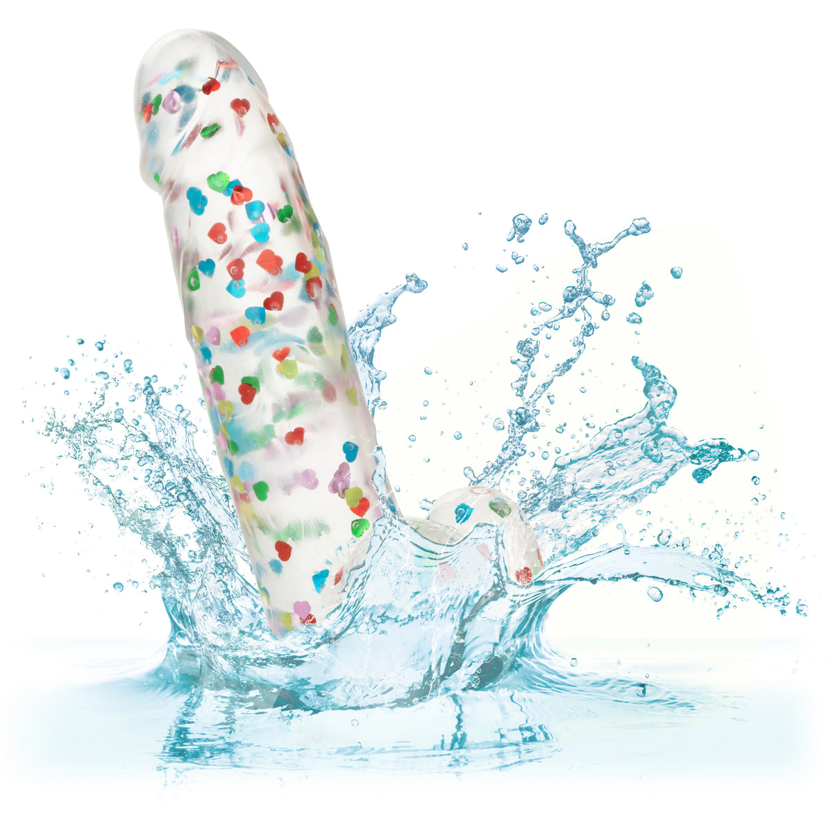 Naughty Bits I Love Dick Heart-Filled Dong 6 Inch Clear with Multicolor Heart Confetti > Dildos > Realistic Dildos