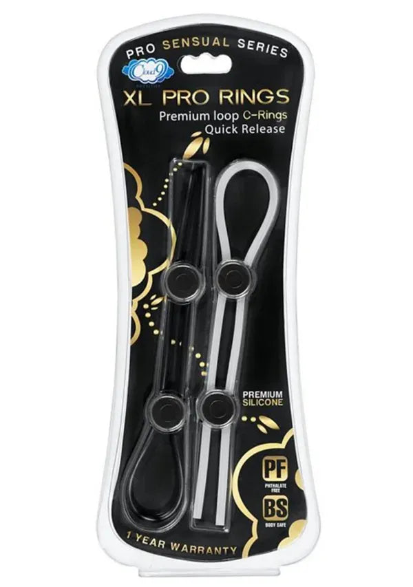 Cloud 9 Pro Sensual XL (Black/White) – Adjustable Cock Ring 2-Pack Multi > Cock Ring > Adjustable