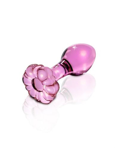 Icicles Pink Glass Anal Plug with Tapered Tip and Bulb Design Pink > Sex Toys > Glass