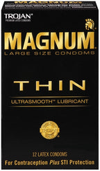 Trojan Magnum Thin Large Size Lubricated Condoms 12 Pack Default Title > Essentials > Condoms