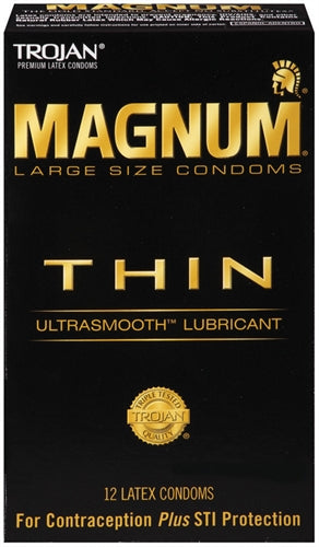 Trojan Magnum Thin Large Size Lubricated Condoms 12 Pack Default Title > Essentials > Condoms > Non-Latex