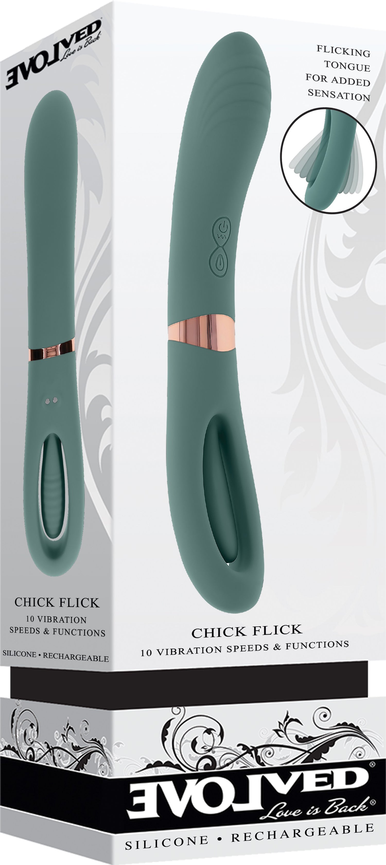 Evolved CHICK FLICK Double-Ended Vibrator 24 cm Green STIMULATORS