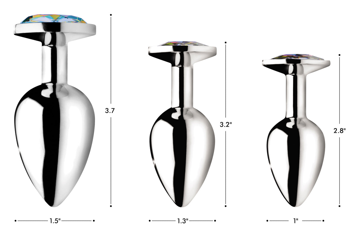 Rainbow Prism Small 2.8 Inch Silicone Butt Plug with Jeweled Base > Anal Range > Jewel Butt Plugs