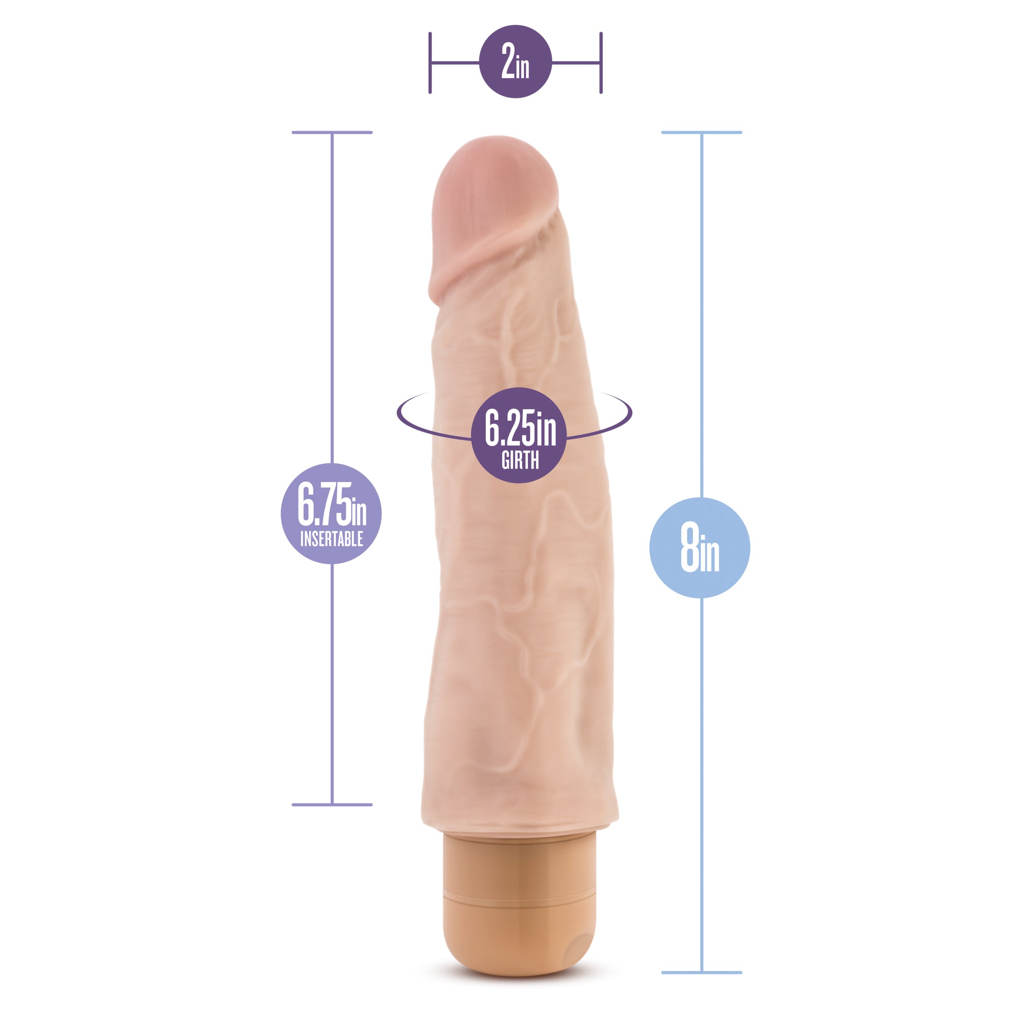 Blush Dr Skin Realistic Waterproof Vibrator Beige 8 Inch DONGS Vibrating