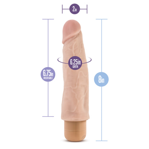 Blush Dr Skin Realistic Waterproof Vibrator Beige 8 Inch DONGS Vibrating